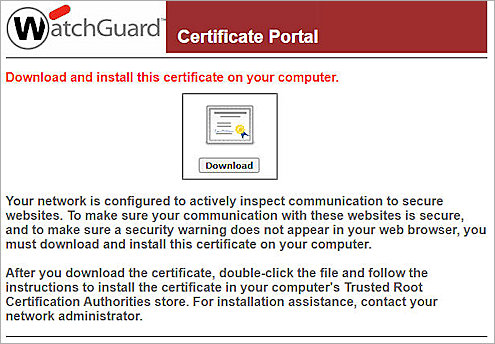 Screenshot of Firebox, Certificate Portal